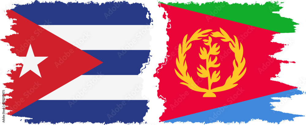 Eritrea and Cuba grunge flags connection, vector Eritrea and Cuba grunge flags connection, vector
