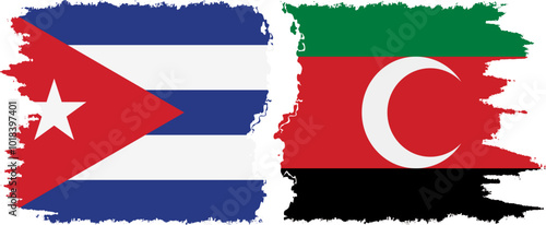 Darfur and  Cuba grunge flags connection, vector