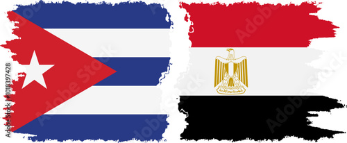 Egypt and  Cuba grunge flags connection, vector