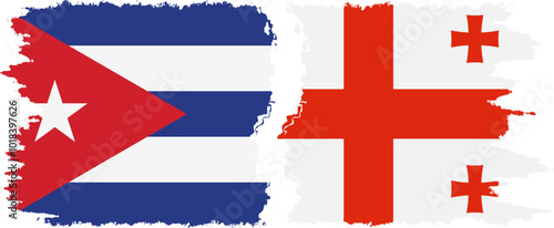 Georgia and  Cuba grunge flags connection, vector