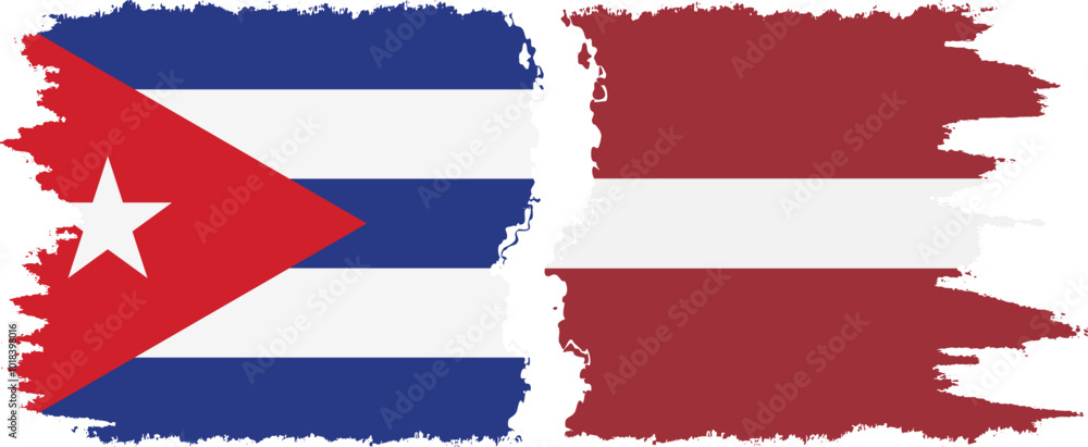 Latvia and Cuba grunge flags connection, vector Latvia and Cuba grunge flags connection, vector