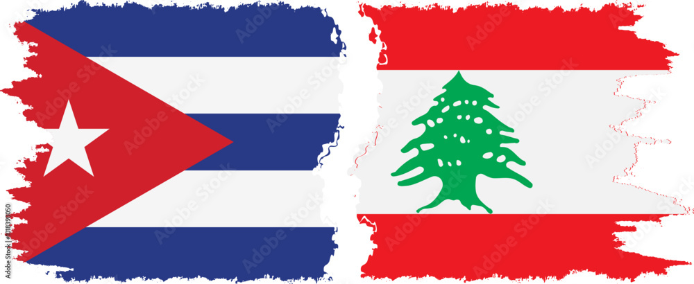 Lebanon and Cuba grunge flags connection, vector Lebanon and Cuba grunge flags connection, vector