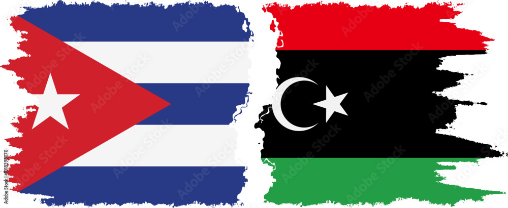 Libya and Cuba grunge flags connection, vector Libya and Cuba grunge flags connection, vector