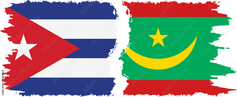 Mauritania and Cuba grunge flags connection, vector Mauritania and Cuba grunge flags connection, vector