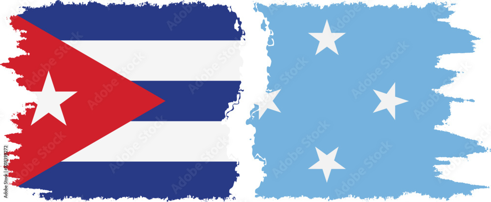 Federated States of Micronesia and Cuba grunge flags connection, vector Federated States of Micronesia and Cuba grunge flags connection, vector