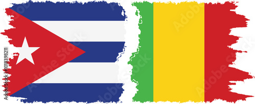 Mali and  Cuba grunge flags connection, vector