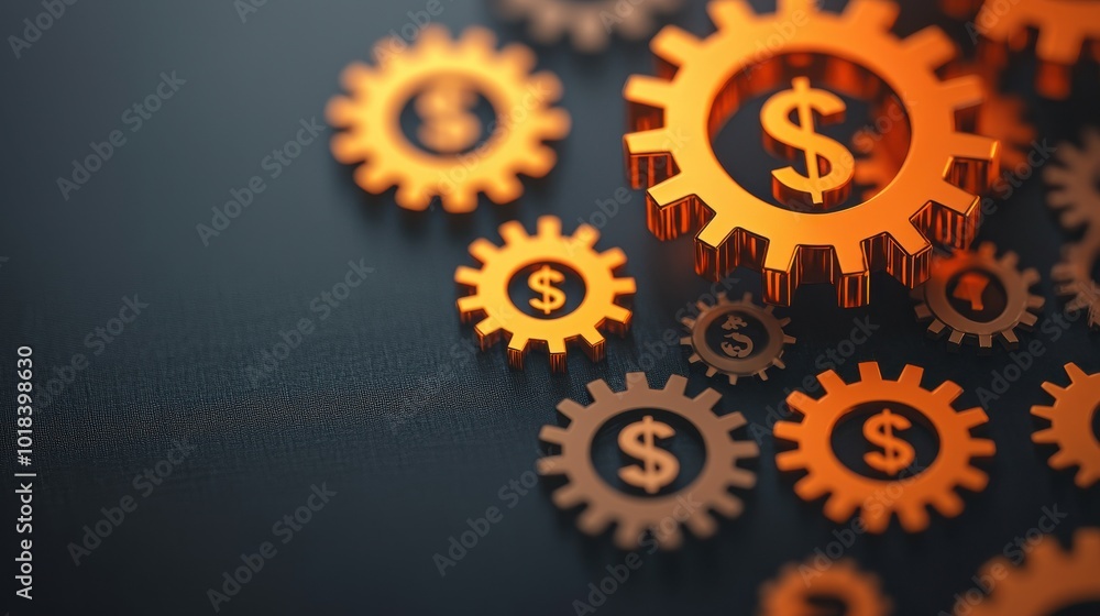 Dollar sign gears representing finance concepts.