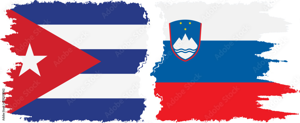 Slovenia and Cuba grunge flags connection, vector Slovenia and Cuba grunge flags connection, vector
