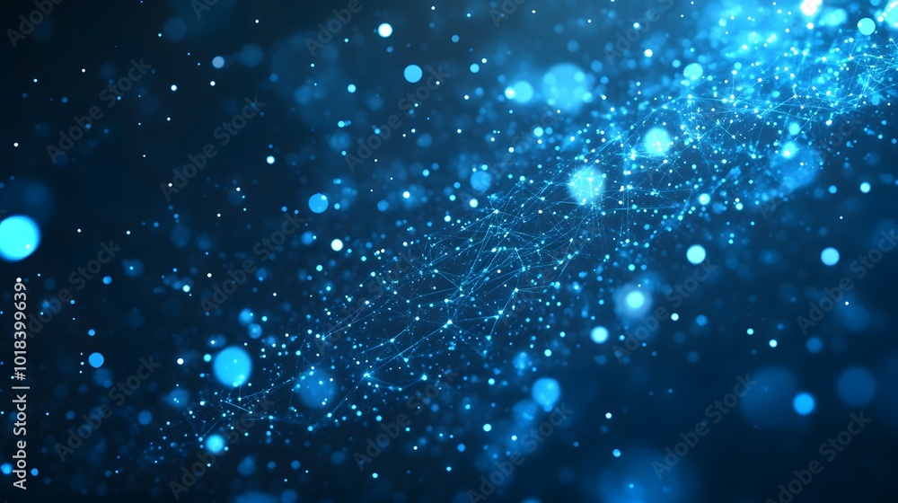 Abstract blue background with digital network connections and glowing dots for technology, data transfer, or internet concept. Abstract blue background with digital network connections and glowing dots for technology, data transfer, or internet concept.