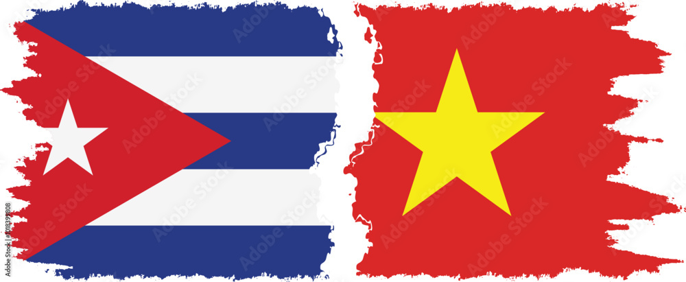 Vietnam and Cuba grunge flags connection, vector Vietnam and Cuba grunge flags connection, vector