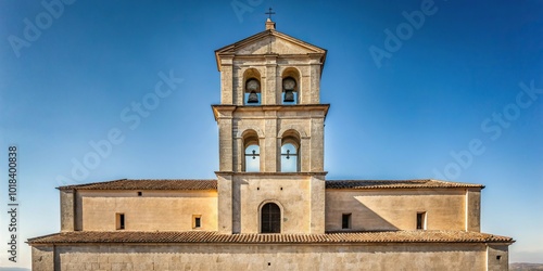 Old monastery tower with symmetrical architecture