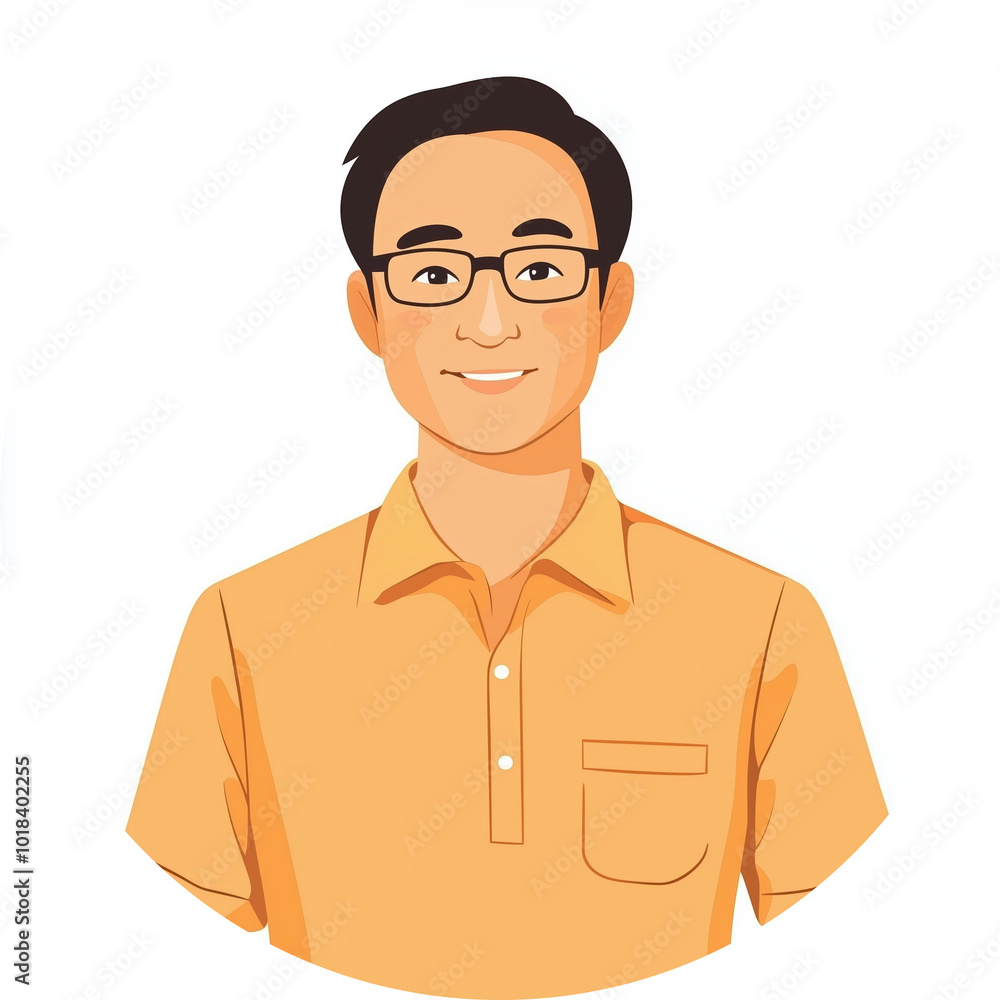 Successful Asian Teacher Smiling For The Camera In The Traditional Office Of The University Director. Man In A Shirt. Successful Asian Teacher Smiling For The Camera In The Traditional Office Of The University Director. Man In A Shirt.