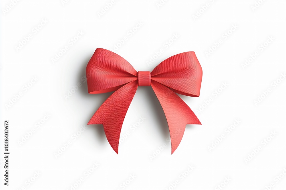 Classic Festive Red 3D Bow Icon with Perfect Symmetry on Simple White Backdrop Classic Festive Red 3D Bow Icon with Perfect Symmetry on Simple White Backdrop