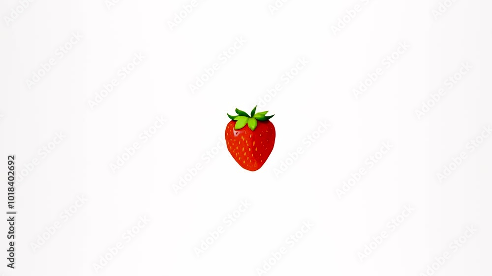 4k animation of ripe red strawberry icon isolated on white background