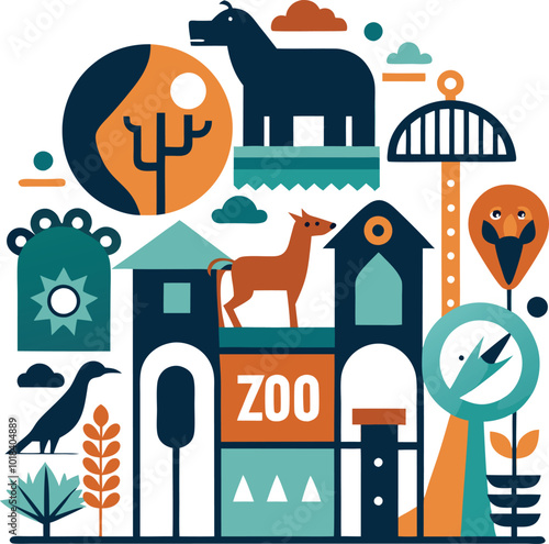 Graphic pictographs and signs for the zoo vector illustration isolated on white background