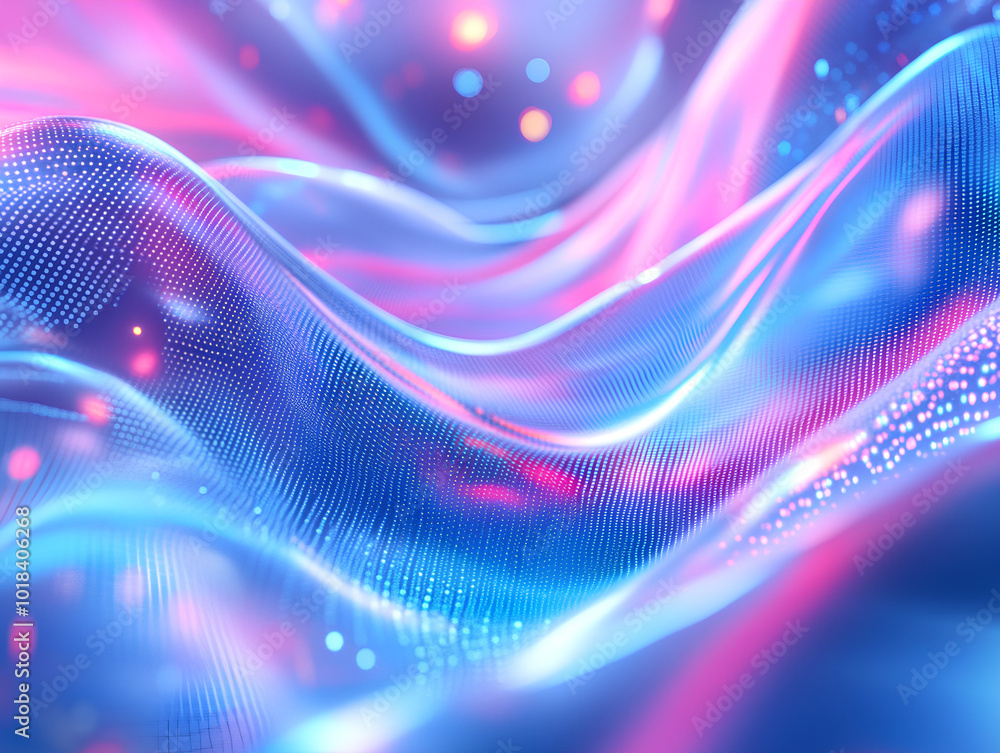 Technology-themed abstract design with dynamic curves flowing lines and dot matrix pattern in blue and pink shades
Technology-themed abstract design with dynamic curves flowing lines and dot matrix pattern in blue and pink shades
