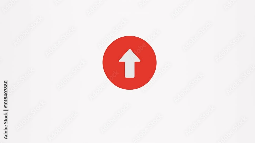 4k animation of arrow moving upwards isolated on white background