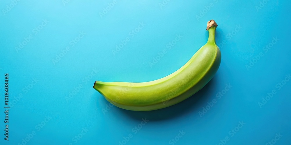 Fresh green banana on blue background Fresh green banana on blue background