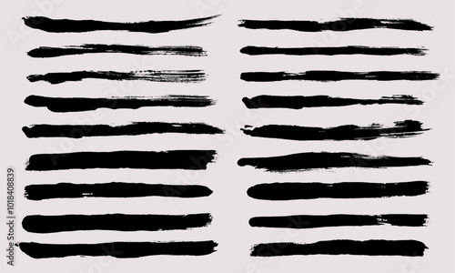 Brush strokes vector. Painted rectangles collection. Grunge long text boxes or textured backgrounds set.