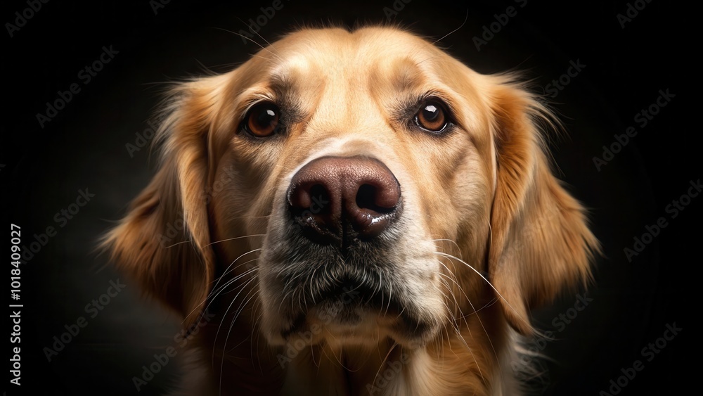A Golden Retriever stares intently at the camera, its fur gleaming in the soft light, its eyes filled with a depth of emotion that speaks volumes about its loyalty and love. A Golden Retriever stares intently at the camera, its fur gleaming in the soft light, its eyes filled with a depth of emotion that speaks volumes about its loyalty and love.