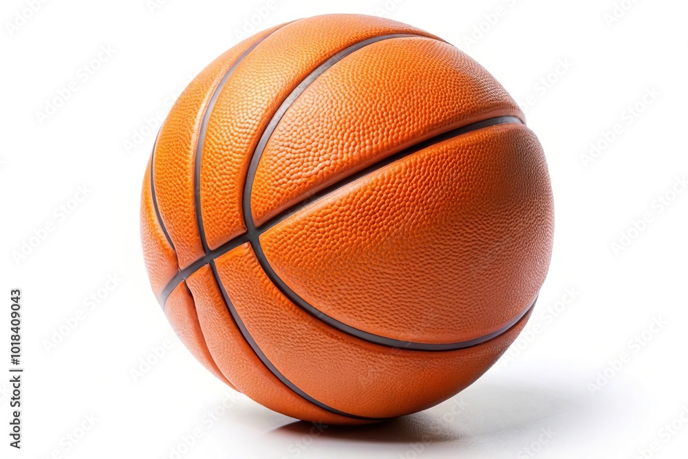 Fototapeta premium Orange rubber deflated basketball ball on white background Close-Up