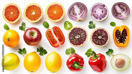 Wallpaper Mural A Colorful Arrangement of Halved Fruits and Vegetables Torontodigital.ca