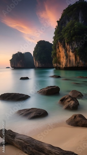 Heavenly Beach Scene with Clear Water and Serene Palm Shadows
