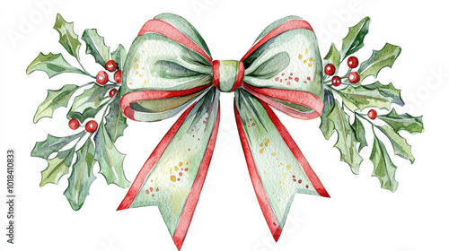 Cheerful Christmas bow with mistletoe accents, perfect for festive decor