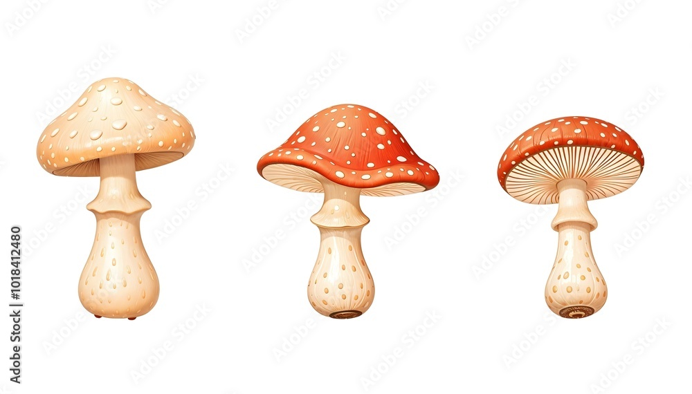 Detailed fly agaric mushroom variations Detailed fly agaric mushroom variations
