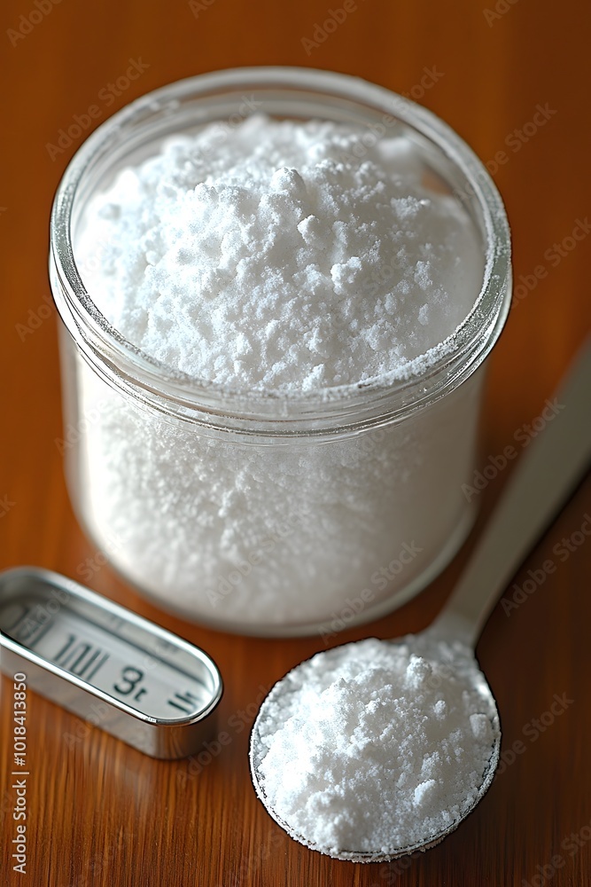 Powdered Sugar in a Jar and Spoon Powdered Sugar in a Jar and Spoon