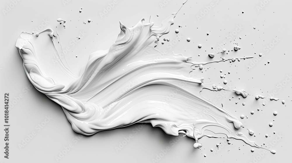 Abstract White Liquid Splash with Droplets Abstract White Liquid Splash with Droplets
