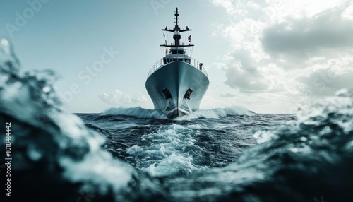 A hydropowered ship sailing through turbulent seas photo