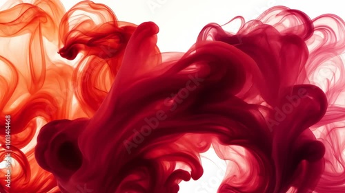 Red and orange ink swirls in water, creating a dramatic abstract pattern