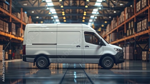 White Delivery Van Parked in a Warehouse