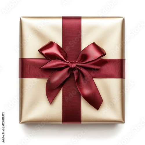 Wallpaper Mural Elegant gift wrapped in luxurious gold paper with a deep red satin bow, perfect for special occasions and celebrations, crafted with care in a warm, inviting environment Torontodigital.ca