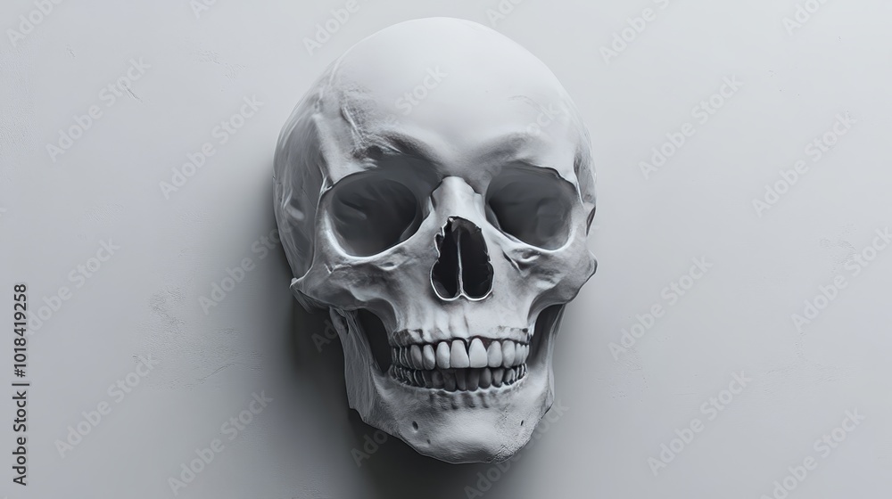 A white skull with a smile on its face A white skull with a smile on its face