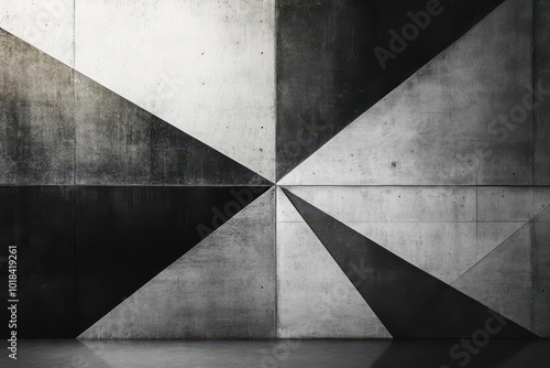 Black and white abstract of modern wall facade, featuring sleek lines and sharp angles with a minimalist touch.