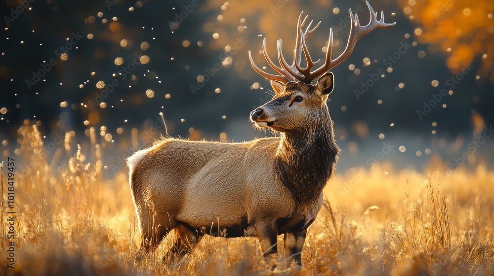 A deer stands in a field of tall grass A deer stands in a field of tall grass