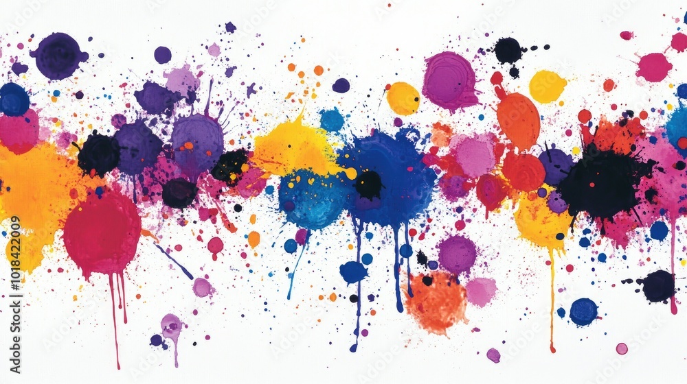 Ink splashes in bold colors, isolated on white, creating a dramatic and expressive abstract pattern. Ink splashes in bold colors, isolated on white, creating a dramatic and expressive abstract pattern.