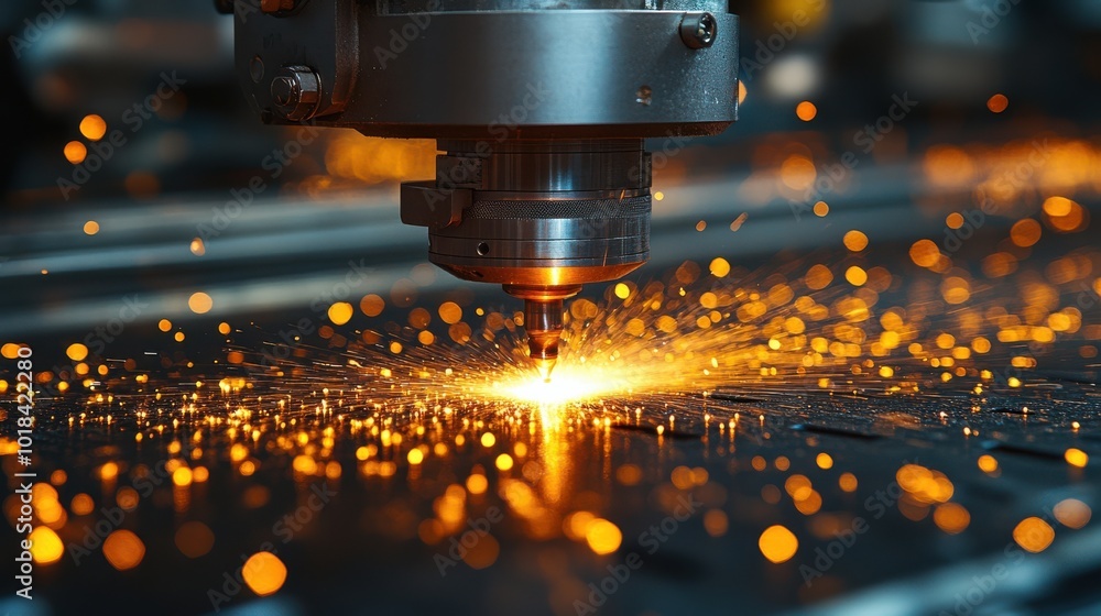 Metal Cutting Machine With Sparks and Glowing Light Metal Cutting Machine With Sparks and Glowing Light
