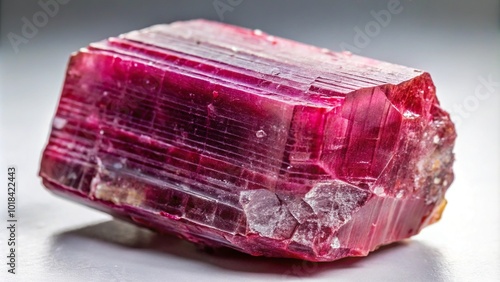 Natural rough rubellite tourmaline crystal cutout wide-angle photo