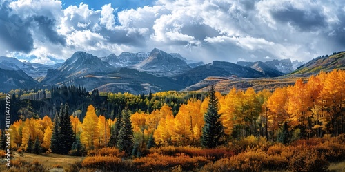 Golden Peaks Autumn Forests in the Mountains, Majestic Mountains Golden Autumn’s Embrace 