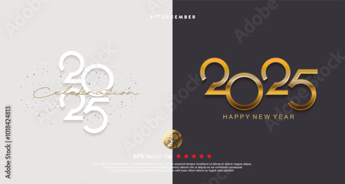 Happy new year 2025 vector background design with modern and luxury style