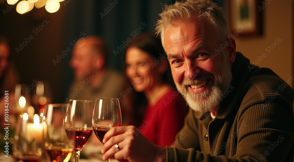 A group of people are sitting around a table with wine glasses