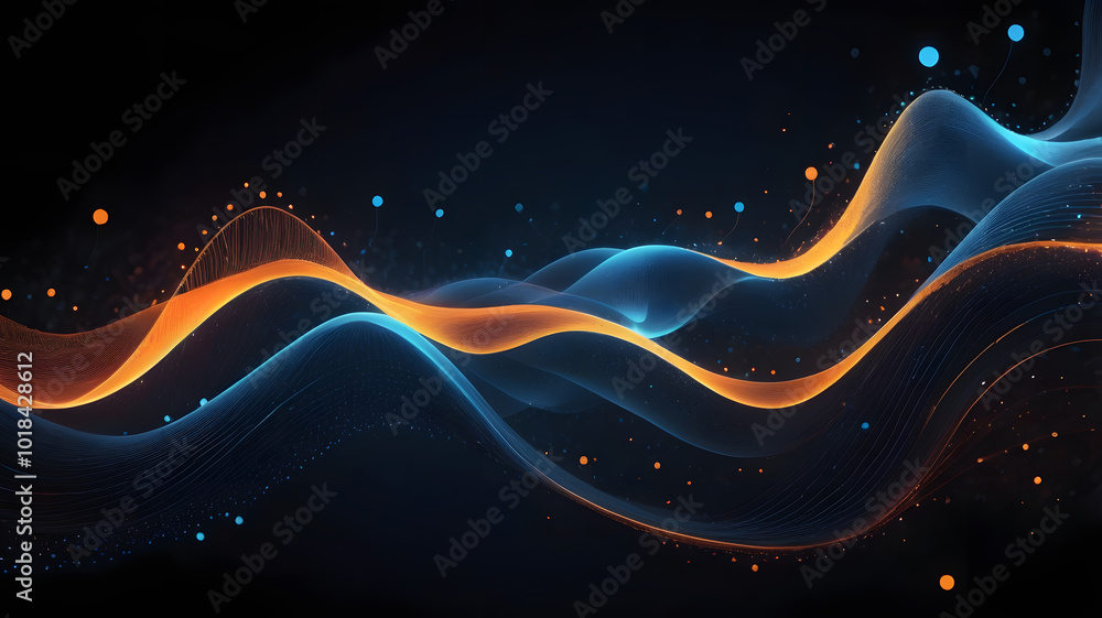 Abstract neon lines glow in a dark space, creating a futuristic and dynamic wave pattern Abstract neon lines glow in a dark space, creating a futuristic and dynamic wave pattern