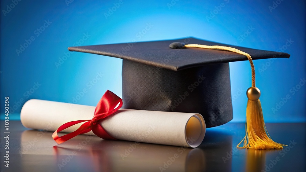 custom made wallpaper toronto digitalgraduation cap and diploma on blue background