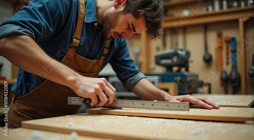 A man is working on a project in a workshop