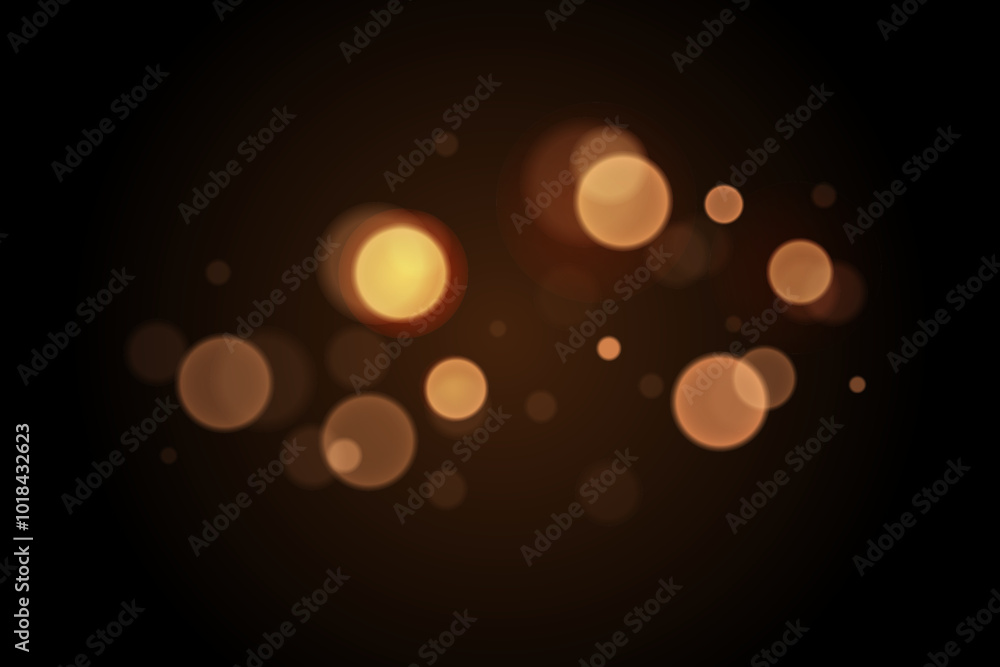 © Alesya - Sparkling golden particles, glowing bokeh lights isolated on dark transparent background