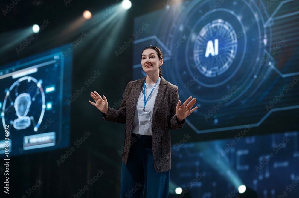 woman is speaking about technologies