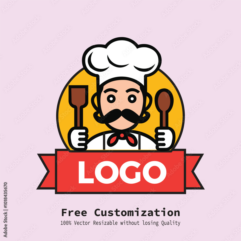 Simple Vector Chef mascot logo design. cookware, food logo, cook, illustration, chef, cartoon, business, mascot, professional Simple Vector Chef mascot logo design. cookware, food logo, cook, illustration, chef, cartoon, business, mascot, professional